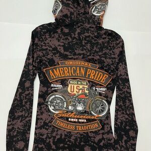 Bedazzled Biker American Pride Graphic Hoodie